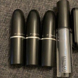 3 Mac lipstick and glass